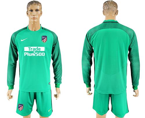 Atletico Madrid Blank Green Goalkeeper Long Sleeves Soccer Club Jersey Atletico Madrid Blank Green Goalkeeper Long Sleeves Soccer Club Jersey