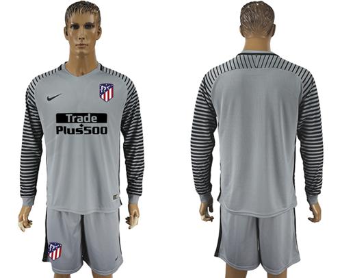 Atletico Madrid Blank Grey Goalkeeper Long Sleeves Soccer Club Jersey Atletico Madrid Blank Grey Goalkeeper Long Sleeves Soccer Club Jersey