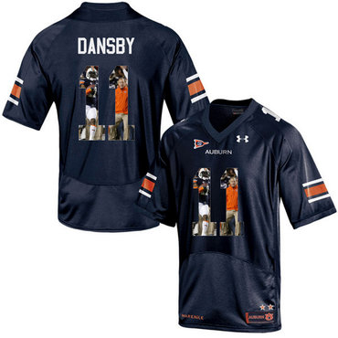 Auburn Tigers 11 Carlos Dansby Navy With Portrait Print College Football Jersey2
