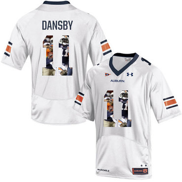 Auburn Tigers 11 Carlos Dansby White With Portrait Print College Football Jersey3