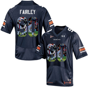 Auburn Tigers 90 Nick Fairley Navy With Portrait Print College Football Jersey
