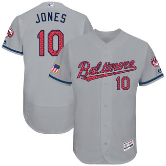 Baltimore Orioles Adam Jones Majestic 2017 Stars & Stripes Authentic Collection FlexBase Player Jersey - Gray