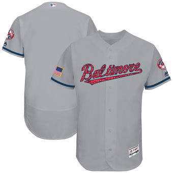 Baltimore Orioles Majestic 2017 Stars & Stripes Authentic Collection FlexBase Team Jersey - Gray