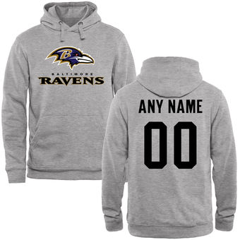 Baltimore Ravens Steel Custom Name & Number Wordmark Pullover Hoodie