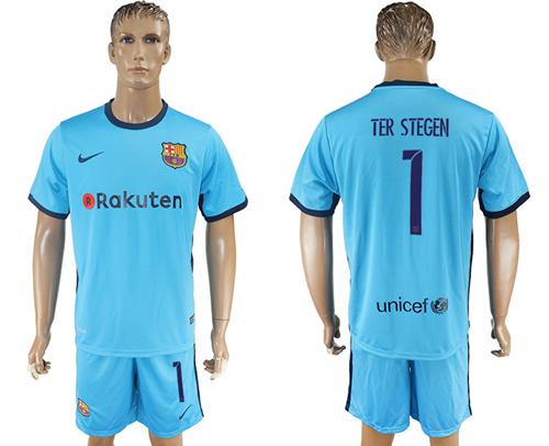 Barcelona #1 Ter Stegen Away Soccer Club Jersey