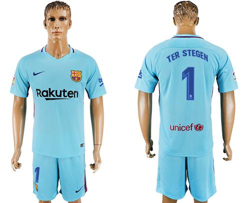 Barcelona #1 Ter Stegen Away Soccer Club Jersey