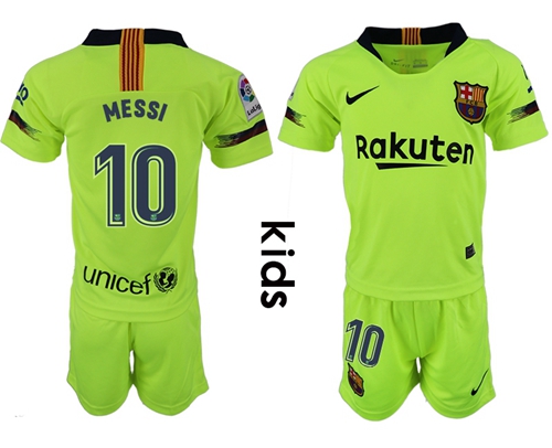Barcelona #10 Messi Away Kid Soccer Club Jersey