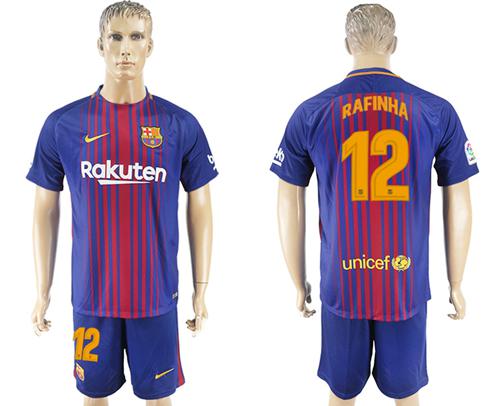 Barcelona #12 Rafinha Home Soccer Club Jersey