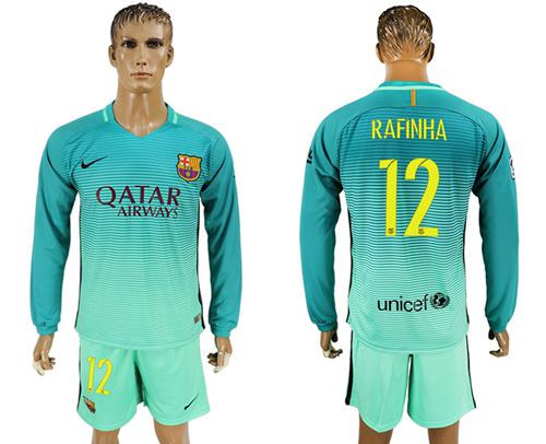 Barcelona #12 Rafinha Sec Away Long Sleeves Soccer Club Jersey Barcelona #12 Rafinha Sec Away Long Sleeves Soccer Club Jersey