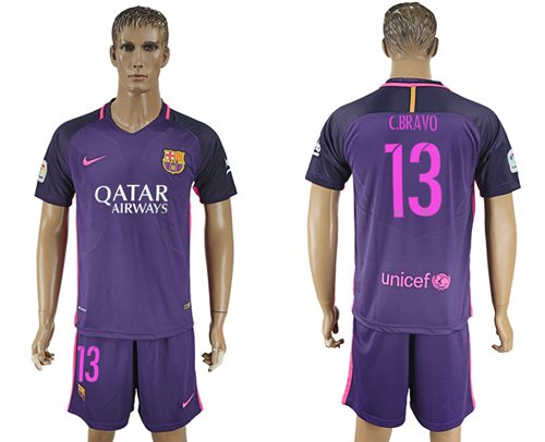 Barcelona #13 C.Bravo Away Soccer Club Jersey Barcelona #13 C.Bravo Away Soccer Club Jersey