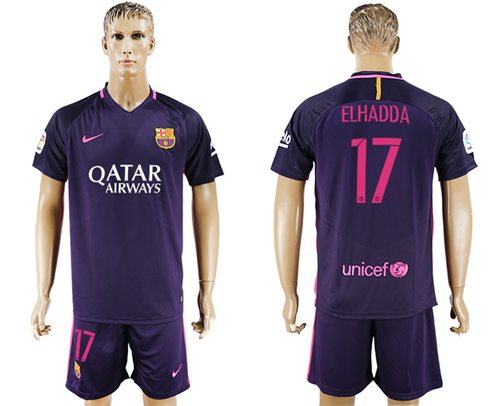 Barcelona #17 Elhadda Away Soccer Club Jersey