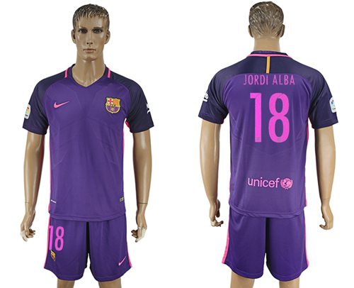 Barcelona #18 Jordi Alba Away Soccer Club Jersey
