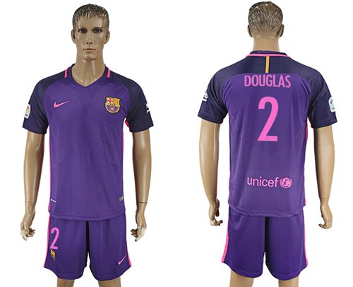 Barcelona #2 Douglas Away Soccer Club Jersey