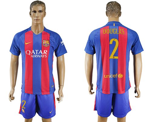 Barcelona #2 Douglas Home With Blue Shorts Soccer Club Jersey Barcelona #2 Douglas Home With Blue Shorts Soccer Club Jersey