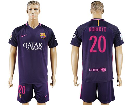 Barcelona #20 Roberto Away Soccer Club Jersey