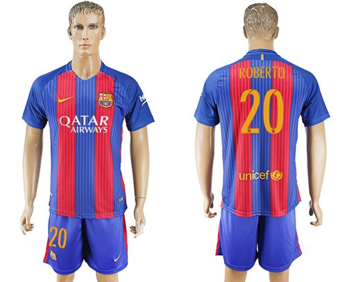 Barcelona #20 Roberto Home Soccer Club Jersey
