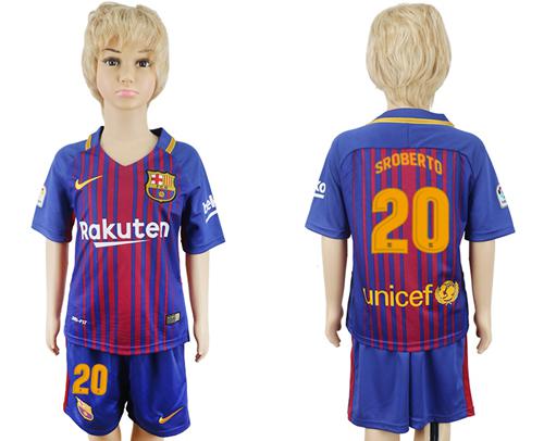 Barcelona #20 Sroberto Home Kid Soccer Club Jersey