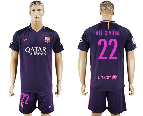 Barcelona #22 Aleix Vidal Away Soccer Club Jersey Barcelona #22 Aleix Vidal Away Soccer Club Jersey