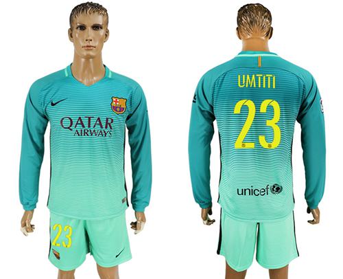 Barcelona #23 Umtiti Sec Away Long Sleeves Soccer Club Jersey Barcelona #23 Umtiti Sec Away Long Sleeves Soccer Club Jersey