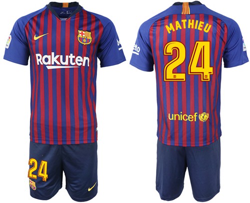 Barcelona #24 Mathieu Home Soccer Club Jersey Barcelona #24 Mathieu Home Soccer Club Jersey