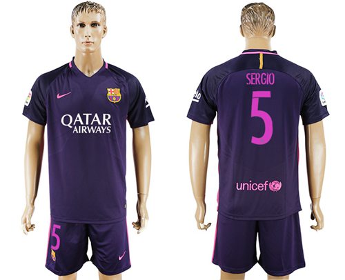 Barcelona #5 Sergio Away Soccer Club Jersey Barcelona #5 Sergio Away Soccer Club Jersey