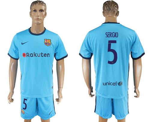 Barcelona #5 Sergio Away Soccer Club Jersey
