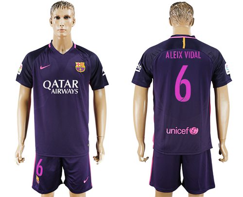 Barcelona #6 Aleix Vidal Away Soccer Club Jersey Barcelona #6 Aleix Vidal Away Soccer Club Jersey