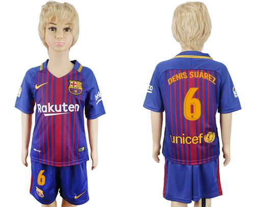 Barcelona #6 Denis Suarez Home Kid Soccer Club Jersey Barcelona #6 Denis Suarez Home Kid Soccer Club Jersey