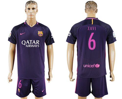 Barcelona #6 Xavi Away Soccer Club Jersey