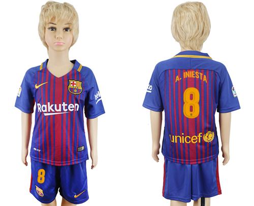 Barcelona #8 A.Iniesta Home Kid Soccer Club Jersey Barcelona #8 A.Iniesta Home Kid Soccer Club Jersey