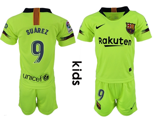 Barcelona #9 Suarez Away Kid Soccer Club Jersey