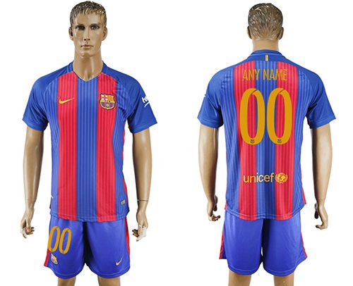 Barcelona Personalized Home With Blue Shorts Soccer Club Jersey Barcelona Personalized Home With Blue Shorts Soccer Club Jersey