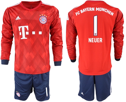 Bayern Munchen #1 Neuer Home Long Sleeves Soccer Club Jersey