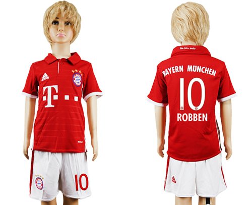 Bayern Munchen #10 Robben Home Kid Soccer Club Jersey