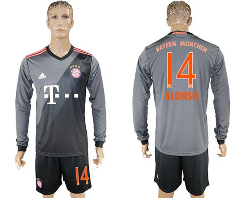 Bayern Munchen #14 Alonso Away Long Sleeves Soccer Club Jersey Bayern Munchen #14 Alonso Away Long Sleeves Soccer Club Jersey