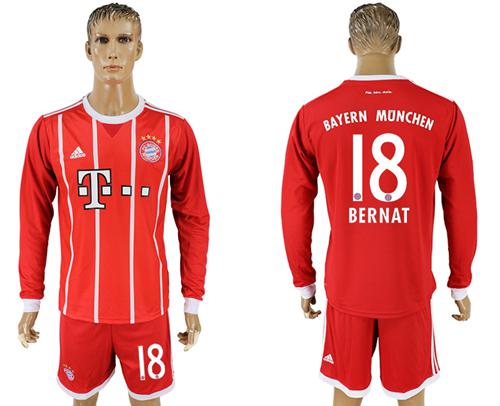 Bayern Munchen #18 Bernat Home Long Sleeves Soccer Club Jersey Bayern Munchen #18 Bernat Home Long Sleeves Soccer Club Jersey