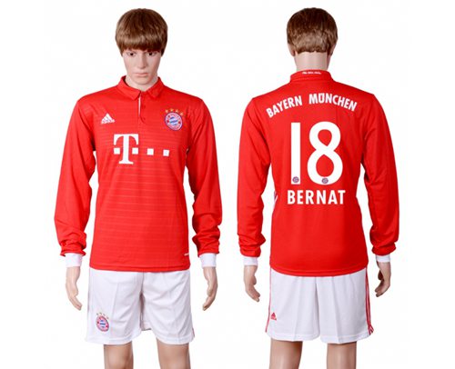 Bayern Munchen #18 Bernat Home Long Sleeves Soccer Club Jersey Bayern Munchen #18 Bernat Home Long Sleeves Soccer Club Jersey