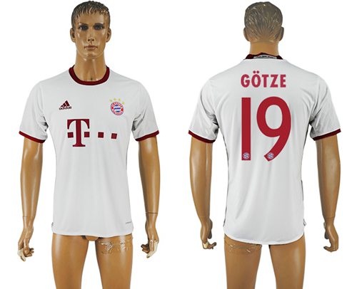 Bayern Munchen #19 Gotze White Soccer Club Jersey Bayern Munchen #19 Gotze White Soccer Club Jersey