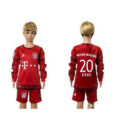 Bayern Munchen #20 Rode Home Long Sleeves Kid Soccer Club Jersey