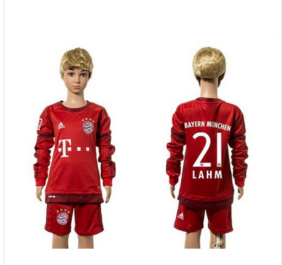 Bayern Munchen #21 Lahm Home Long Sleeves Kid Soccer Club Jersey