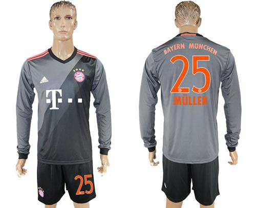 Bayern Munchen #25 Muller Away Long Sleeves Soccer Club Jersey Bayern Munchen #25 Muller Away Long Sleeves Soccer Club Jersey
