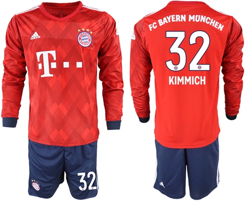 Bayern Munchen #32 Kimmich Home Long Sleeves Soccer Club Jersey