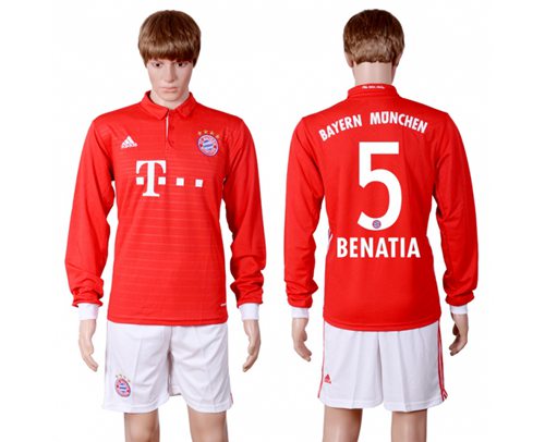 Bayern Munchen #5 Benatia Home Long Sleeves Soccer Club Jersey Bayern Munchen #5 Benatia Home Long Sleeves Soccer Club Jersey