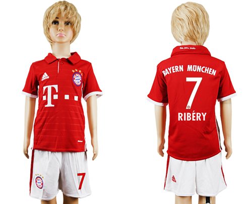 Bayern Munchen #7 Ribery Home Kid Soccer Club Jersey