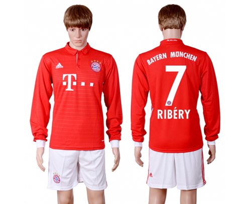 Bayern Munchen #7 Ribery Home Long Sleeves Soccer Club Jersey