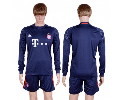 Bayern Munchen Blank Dark Blue Goalkeeper Long Sleeves Soccer Club Jersey Bayern Munchen Blank Dark Blue Goalkeeper Long Sleeves Soccer Club Jersey