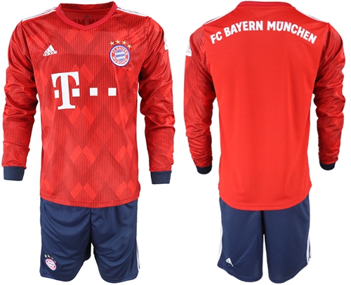 Bayern Munchen Blank Home Long Sleeves Soccer Club Jersey