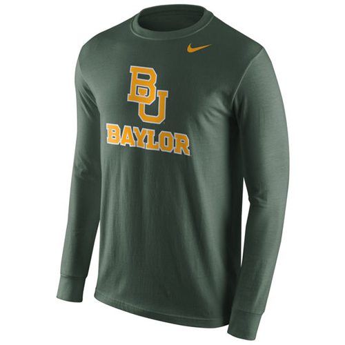 Baylor Bears Nike Cotton Logo Long Sleeves T-Shirt Green