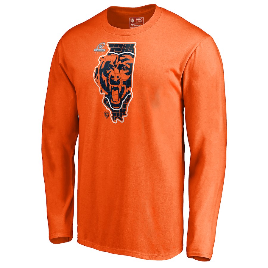 Bears Orange 2018 NFL Playoffs Men's Long Sleeve T-Shirt Bears Orange 2018 NFL Playoffs Men's Long Sleeve T-Shirt