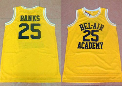 Bel-Air Academy #25 Banks Gold Stitched Basketball Jersey
